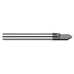 Engraving Cutters - 0.1250″ (1/8″) Shank Diameter × 0.0200″ Flat × 60° included Carbide Tipped Engraver, 1 Flute, Amorphous Diamond Coated - Exact Industrial Supply