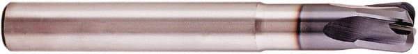 Niagara Cutter - 1/2", 4 Flute, Single End, Solid Carbide, 0.12" Corner Radius End Mill - 4" OAL, 20° Helix, Right Hand Flute, 1/2" LOC, Right Hand Cut, 1-1/2" Extended Reach - Eagle Tool & Supply