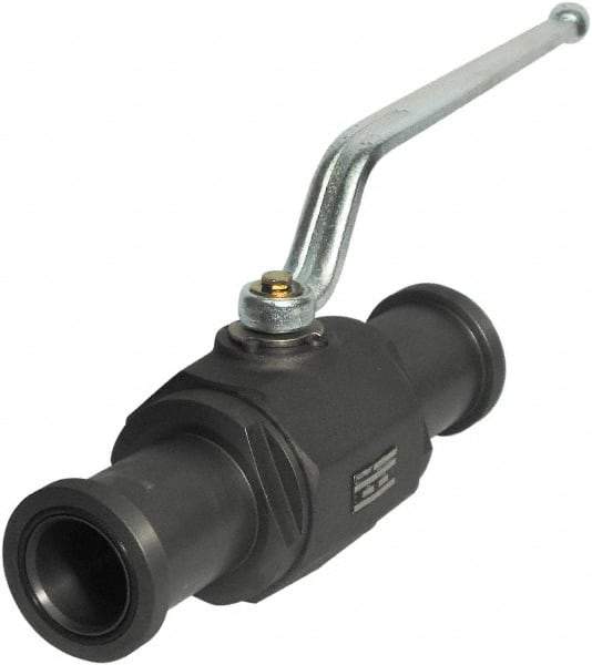 HYDAC - 1-1/4" Pipe, Full Port, Carbon Steel Full Port Ball Valve - Inline - Two Way Flow, SAE x SAE Ends, Offset Handle, 6,000 WOG - Eagle Tool & Supply