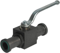 HYDAC - 1/2" Pipe, Full Port, Carbon Steel Full Port Ball Valve - Inline - Two Way Flow, SAE x SAE Ends, Offset Handle, 3,000 WOG - Eagle Tool & Supply