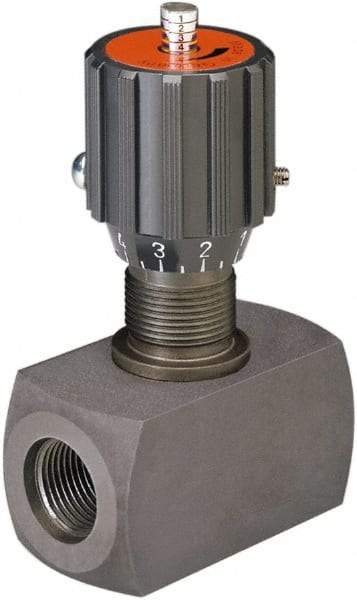 HYDAC - 1/2" Pipe, Inline Flow Control Needle Valve - SAE Ends, Carbon Steel Valve, 5,000 Max psi - Eagle Tool & Supply