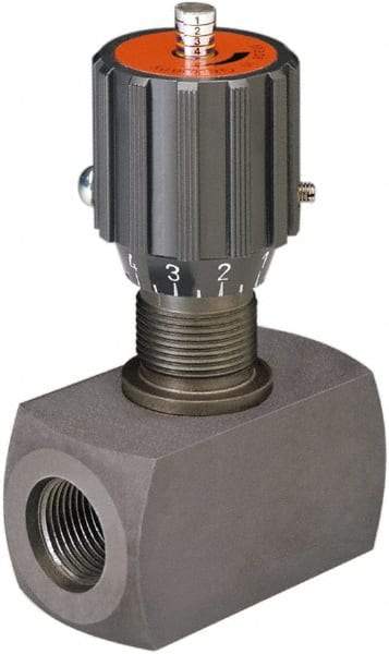 HYDAC - 1/2" Pipe, Inline Flow Control Needle Valve - NPTF Ends, Carbon Steel Valve, 5,000 Max psi - Eagle Tool & Supply