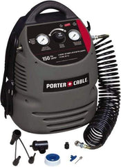 Porter-Cable - 0.8 hp, 2 CFM at 90 psi Hand Carry Compressor - 1.5 Gallon Tank, 10 Amp, 150 Max psi, 120V - Eagle Tool & Supply