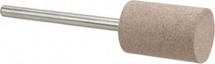 Made in USA - 1/2" Head Diam x 3/4" Thickness, W186, Cylinder End, Aluminum Oxide Mounted Point - Fine Grade, 320 Grit - Eagle Tool & Supply