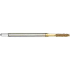 Guhring - M1.2x0.25 Metric 6HX D4/D5 Thread Limit Modified Bottoming Thread Forming Tap - High Speed Steel, TiN Finish, 40mm OAL, 5mm Thread Length, Right Hand Thread, Series 921 - Eagle Tool & Supply