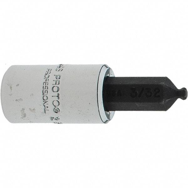 Proto - 1/4" Drive, 3/32" Hex Bit Socket - 1-1/2" OAL, 1.047" Bit Length, Ball End - Eagle Tool & Supply