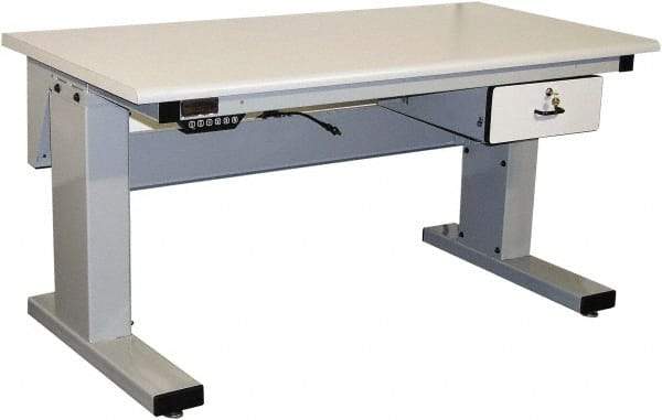 Proline - 72 Wide x 30" Deep x 42-1/2" High, Static Dissipative Workbench - Adjustable Height Legs, Light Gray - Eagle Tool & Supply