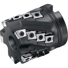 Walter - 2" Cut Diam, 3/4" Arbor Diam, 46mm Max Depth of Cut, Indexable Square-Shoulder Face Mill - 90° Lead Angle, 65mm High, XNHX1306..R & LNHX120604R Insert Compatibility, Through Coolant, Series M3255 - Eagle Tool & Supply