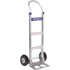 Wesco Industrial Products - 600 Lb Capacity 49" OAH Hand Truck - 14 x 7-1/2" Base Plate, Swept Back, Continuous Handle, Aluminum, Full Pneumatic Wheels - Eagle Tool & Supply