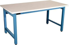 Proline - No Drawers, Work Bench - 5,000 Lb Capacity, Plastic Laminate Top, Light Blue, 36" Wide x 30" High x 60" Long - Eagle Tool & Supply