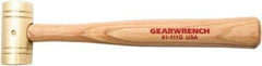 GearWrench - 1 Lb Nonsparking Brass Hammer - 10-1/2" OAL, 1-1/4" Face Diam, Hickory Handle - Eagle Tool & Supply