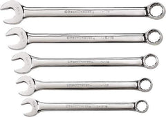 GearWrench - 5 Piece, 1-1/16" to 1-1/2", 12 Point Combination Wrench Set - Inch Measurement Standard, Chrome Finish - Eagle Tool & Supply