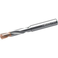 Walter-Titex - 18mm 140° Spiral Flute Solid Carbide Screw Machine Drill Bit - TiNAl/AlCrN Finish, Right Hand Cut, 73mm Flute Length, 123mm OAL, Straight Shank, Through Coolant - Eagle Tool & Supply