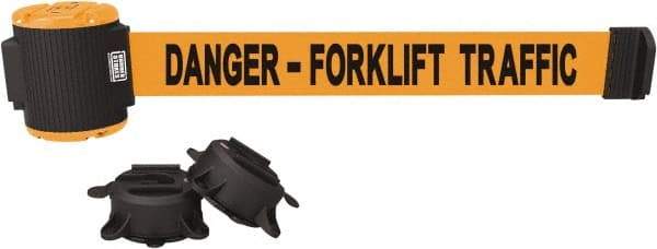 Banner Stakes - 30' Long x 2-1/2" Wide Nylon/Polyester Magnetic Wall Mount Barrier - Black on Orange - Eagle Tool & Supply