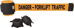 Banner Stakes - 30' Long x 2-1/2" Wide Nylon/Polyester Magnetic Wall Mount Barrier - Black on Orange - Eagle Tool & Supply