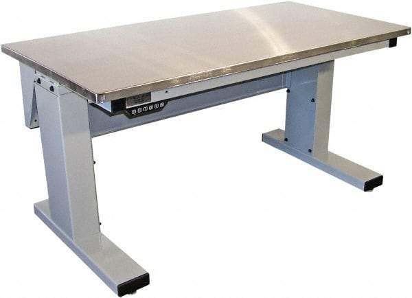 Proline - No Drawers, Work Bench - 1,000 Lb Capacity, Stainless Steel Top, Light Gray, 30" Wide x 30-1/2" High x 72" Long - Eagle Tool & Supply