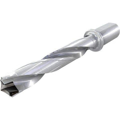 Iscar - 1.535 to 1.575" Diam, 5xD, 7.67" Max Drill Depth, 1-1/4" Shank Diam, 11.8" OAL, Replaceable Tip Drill - HFP-IQ Insert, 39 Seat Size, DFN Toolholder, Series ChamIOdrill - Eagle Tool & Supply