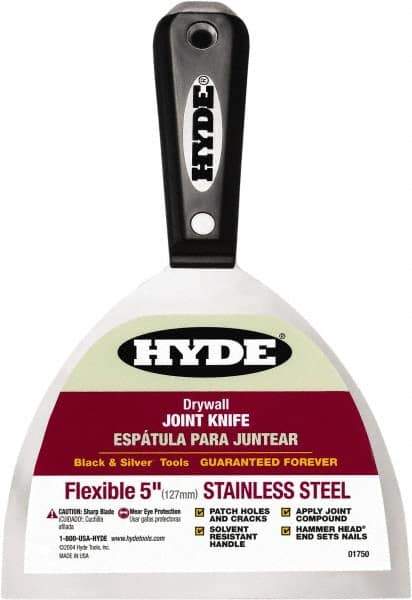 Hyde Tools - 5" Wide Flexible Blade Stainless Steel Joint Knife - Flexible, Nylon Handle - Eagle Tool & Supply