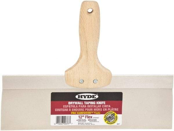 Hyde Tools - 12" Wide Flexible Blade Stainless Steel Joint Knife - Flexible, Hardwood Handle - Eagle Tool & Supply