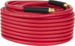 PRO-SOURCE - 1/4" ID x 0.4921" OD 100' Long Multipurpose Air Hose - MNPT x MNPT Ends, 300 Working psi, -40 to 180°F, 1/4" Fitting, Red - Eagle Tool & Supply