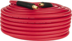 PRO-SOURCE - 3/8" ID x 0.6496" OD 100' Long Multipurpose Air Hose - MNPT x MNPT Ends, 300 Working psi, -40 to 180°F, 1/4" Fitting, Red - Eagle Tool & Supply