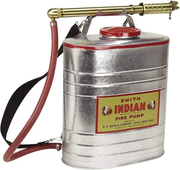 Smith Indian - 5 Gal Chemical Safe Garden Fire Pump - Steel Tank, Wide Mouth, Reinforced Hose - Eagle Tool & Supply