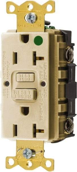 Hubbell Wiring Device-Kellems - 1 Phase, 5-20R NEMA, 125 VAC, 20 Amp, GFCI Receptacle - 2 Pole, Back and Side Wiring, Hospital Grade - Eagle Tool & Supply