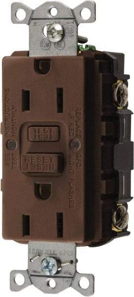 Hubbell Wiring Device-Kellems - 1 Phase, 5-15R NEMA, 125 VAC, 15 Amp, GFCI Receptacle - 2 Pole, Back and Side Wiring, Commercial Grade - Eagle Tool & Supply