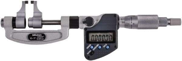 Mitutoyo - 0 to 1" Range, 0.001mm Graduation, Mechanical Outside Micrometer - Ratchet Stop Thimble, Accurate to 0.00025" - Eagle Tool & Supply