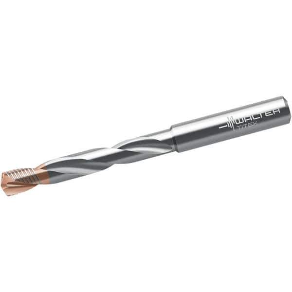 Walter-Titex - 8.1mm 140° Solid Carbide Jobber Drill - Tinal/AlCrN Finish, Right Hand Cut, Spiral Flute, Straight Shank, 103mm OAL - Eagle Tool & Supply