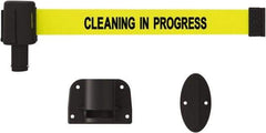 Banner Stakes - 15' Long x 2-1/2" Wide Nylon/Polyester Wall-Mounted Indoor Barrier - Black on Yellow - Eagle Tool & Supply