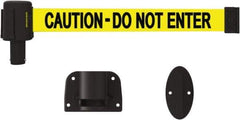 Banner Stakes - 15' Long x 2-1/2" Wide Nylon/Polyester Wall-Mounted Indoor Barrier - Black on Yellow - Eagle Tool & Supply