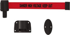 Banner Stakes - 15' Long x 2-1/2" Wide Nylon/Polyester Wall-Mounted Indoor Barrier - Black on Red - Eagle Tool & Supply