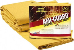 Auburn Mfr - 8' High x 6' Wide x 0.03" Thick Fiberglass Welding Curtain - Yellow, Grommet - Eagle Tool & Supply