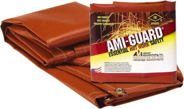 Auburn Mfr - 8' High x 8' Wide x 0.016" Thick Fiberglass Welding Curtain - Red, Grommet - Eagle Tool & Supply