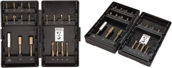 VEGA Industries - 19 Piece, Impact Driver Bit Set - #1 to #3, 1/4" Hex Drive, Phillips, Square Point - Eagle Tool & Supply