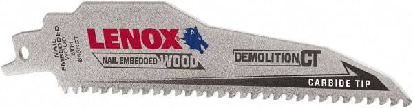 Lenox - 6" Long x 1" Thick, Carbide Reciprocating Saw Blade - Tapered Profile, 6 TPI, Toothed Edge, Tang Shank - Eagle Tool & Supply