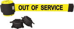 Banner Stakes - 30' Long x 2-1/2" Wide Nylon/Polyester Magnetic Wall Mount Barrier - Black on Yellow - Eagle Tool & Supply