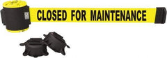 Banner Stakes - 30' Long x 2-1/2" Wide Nylon/Polyester Magnetic Wall Mount Barrier - Black on Yellow - Eagle Tool & Supply