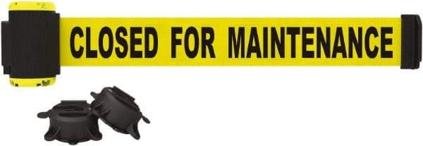 Banner Stakes - 7' Long x 2-1/2" Wide Nylon/Polyester Magnetic Wall Mount Barrier - Black on Yellow - Eagle Tool & Supply