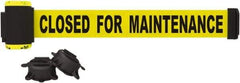 Banner Stakes - 7' Long x 2-1/2" Wide Nylon/Polyester Magnetic Wall Mount Barrier - Black on Yellow - Eagle Tool & Supply