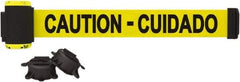 Banner Stakes - 7' Long x 2-1/2" Wide Nylon/Polyester Magnetic Wall Mount Barrier - Black on Yellow - Eagle Tool & Supply