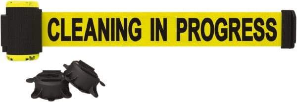 Banner Stakes - 7' Long x 2-1/2" Wide Nylon/Polyester Magnetic Wall Mount Barrier - Black on Yellow - Eagle Tool & Supply