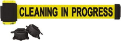 Banner Stakes - 7' Long x 2-1/2" Wide Nylon/Polyester Magnetic Wall Mount Barrier - Black on Yellow - Eagle Tool & Supply