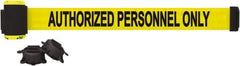 Banner Stakes - 7' Long x 2-1/2" Wide Nylon/Polyester Magnetic Wall Mount Barrier - Black on Yellow - Eagle Tool & Supply