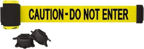 Banner Stakes - 7' Long x 2-1/2" Wide Nylon/Polyester Magnetic Wall Mount Barrier - Black on Yellow - Eagle Tool & Supply