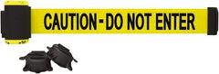 Banner Stakes - 7' Long x 2-1/2" Wide Nylon/Polyester Magnetic Wall Mount Barrier - Black on Yellow - Eagle Tool & Supply