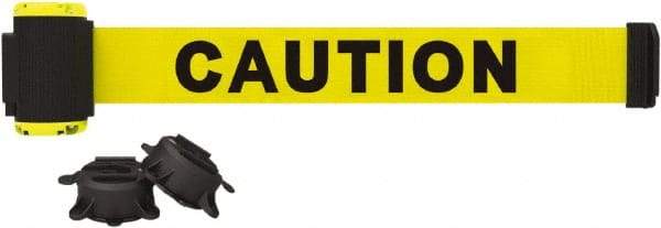 Banner Stakes - 7' Long x 2-1/2" Wide Nylon/Polyester Magnetic Wall Mount Barrier - Black on Yellow - Eagle Tool & Supply