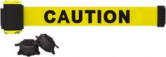 Banner Stakes - 7' Long x 2-1/2" Wide Nylon/Polyester Magnetic Wall Mount Barrier - Black on Yellow - Eagle Tool & Supply