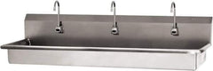 SANI-LAV - 65" Long x 16-1/2" Wide Inside, 1 Compartment, Grade 304 Stainless Steel (3) Person Wash-Station with Manual Faucet - 16 Gauge, 68" Long x 20" Wide x 21-1/2" High Outside, 5-1/2" Deep - Eagle Tool & Supply